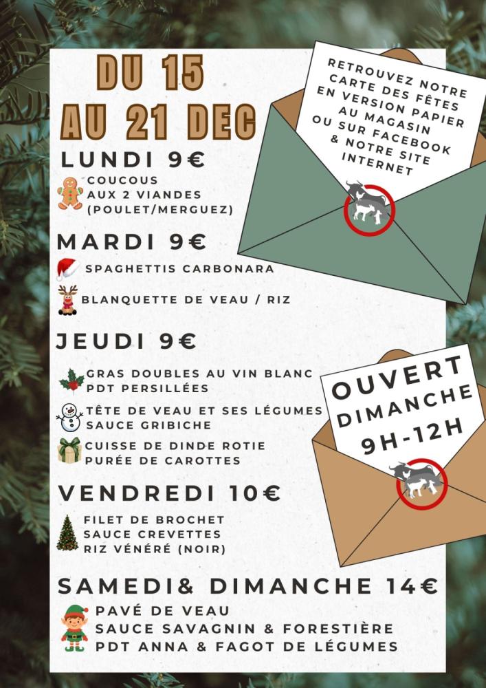 Menu de la semaine