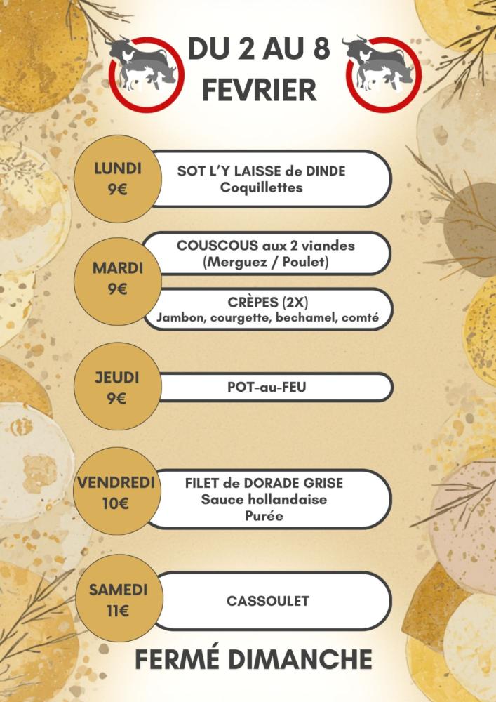 Menu de la semaine